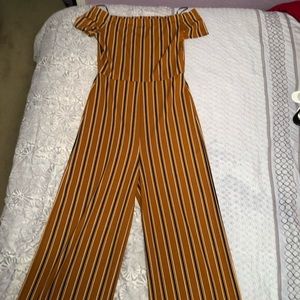 Tan striped jumpsuit